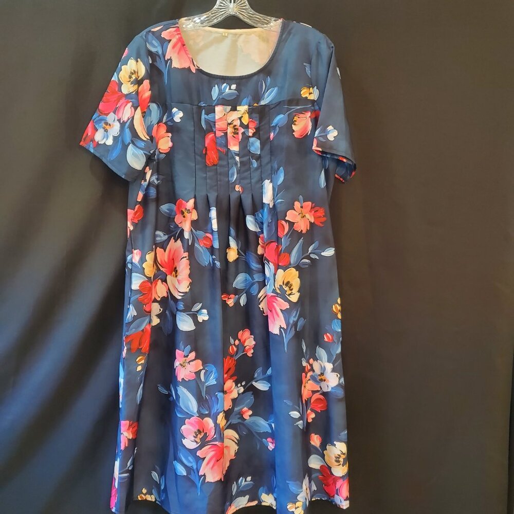 Floral Print Navy Blue Dress Size XL